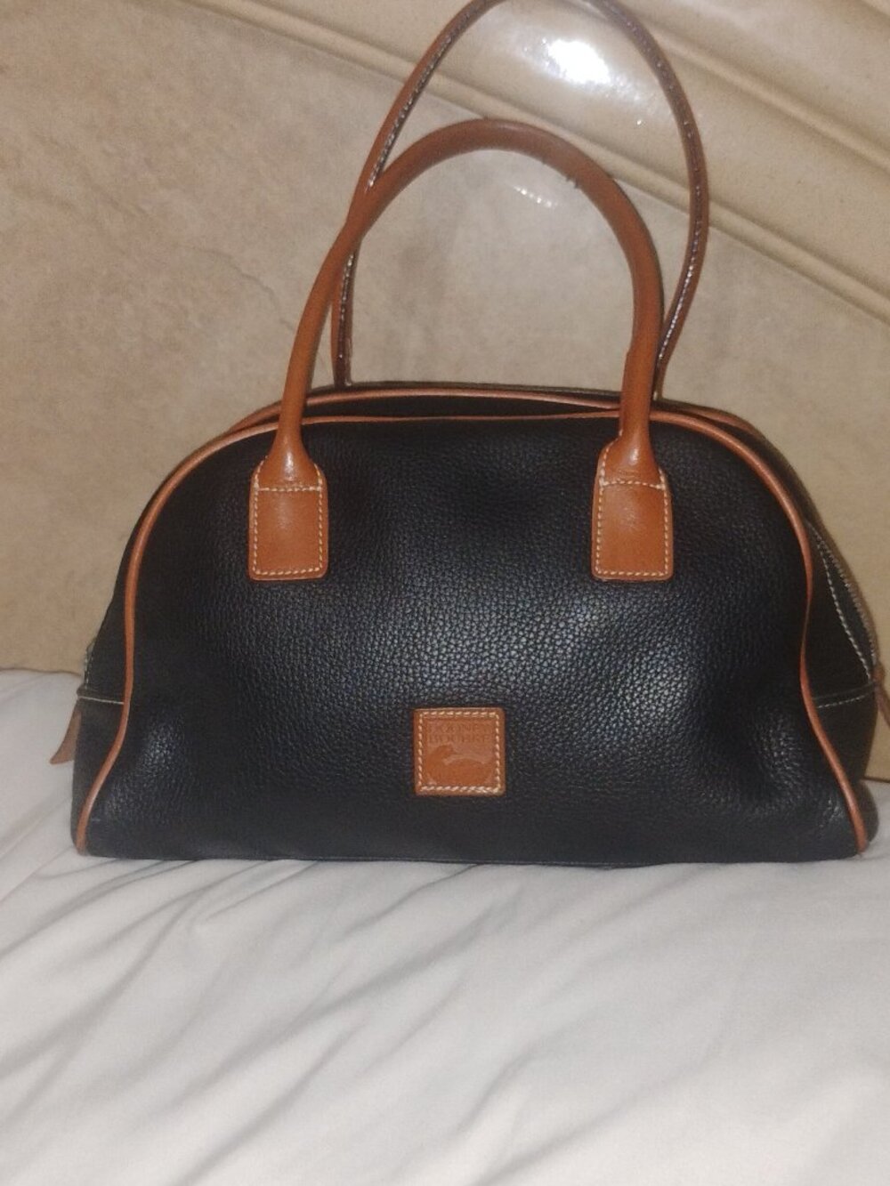 Vintage Dooney & Bourke All-Weather Leather Satchel - Black & British Tan